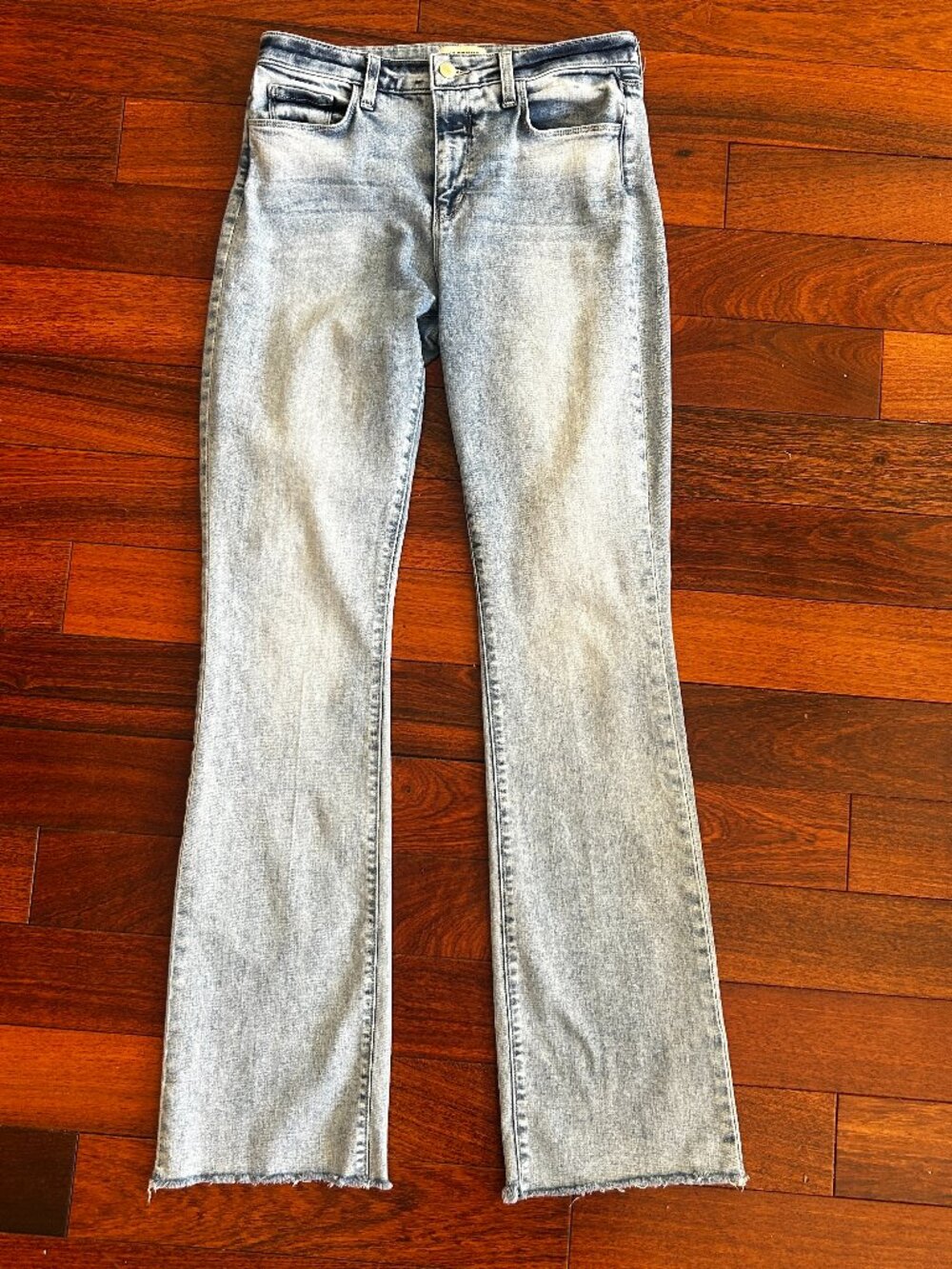 L'AGENCE Ruth Jeans Womens 28 Loyola High Rise Straight Leg Raw Hem Light Wash